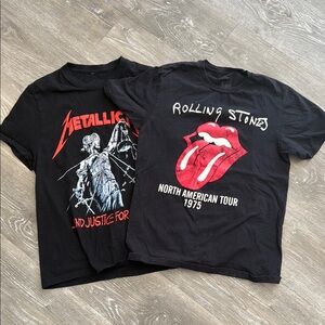 Boys Metallica & Rolling Stones rock & roll short sleeve T-shirts S/M